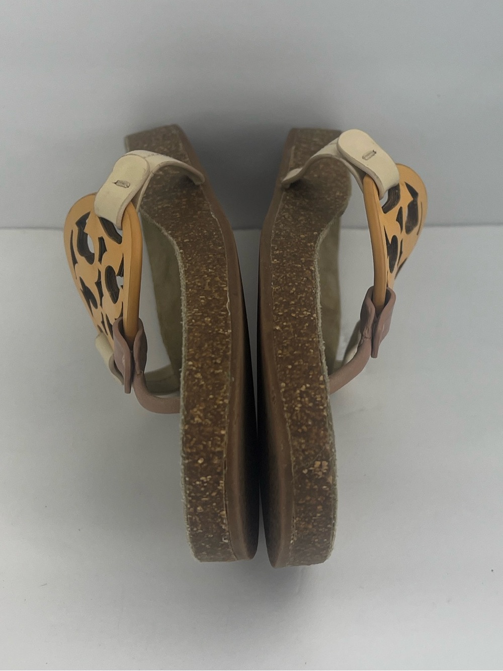 TORY BURCH MILLER CLOUD SANDALS CREAM/CARAMEL COLORS, LEATHER TOP, MILTI CORK 11 - Picture 13 of 17